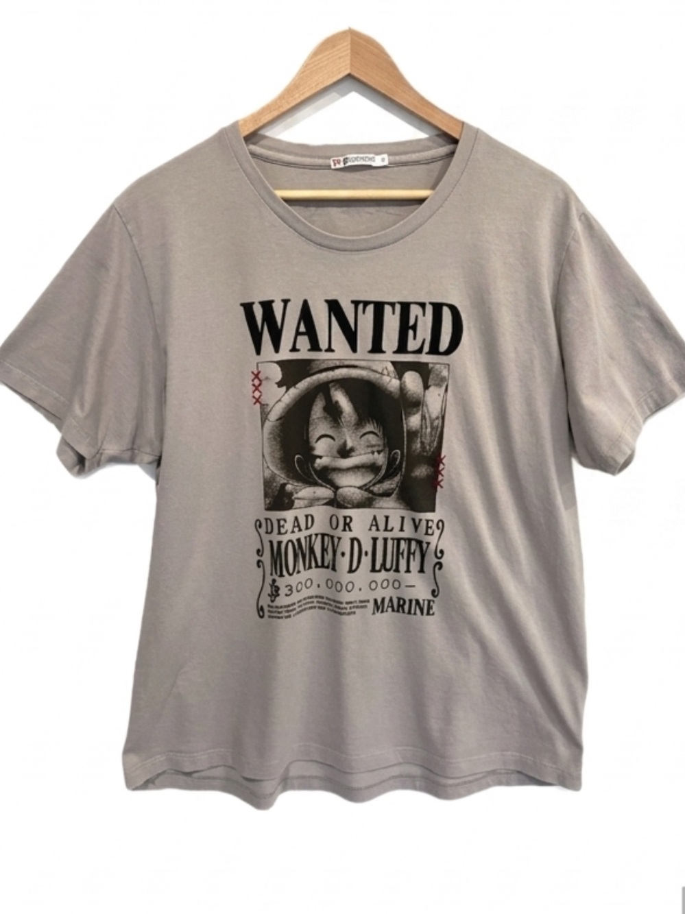 One Piece Flocked Wanted Monkey D Luffy Graphic Tee Womens Size XL UT Uniqlo